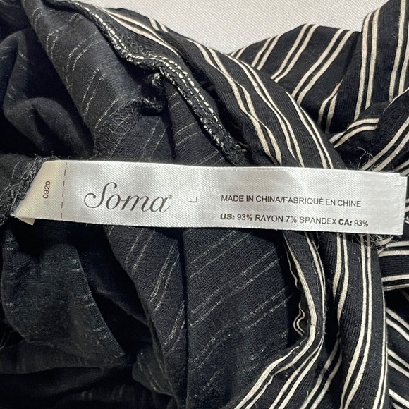 SOMA Cool Nights Pajama Pant Large Black White Striped Pockets Soft Comfy Lounge - Picture 4 of 10